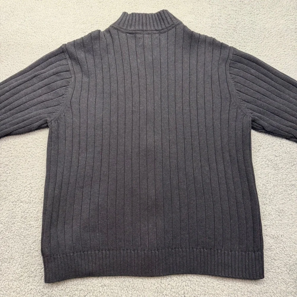 Chaps‎ 70741 Mens XL Black 100% Cotton C28969 Full Zip Ribbed Mock Neck Sweater